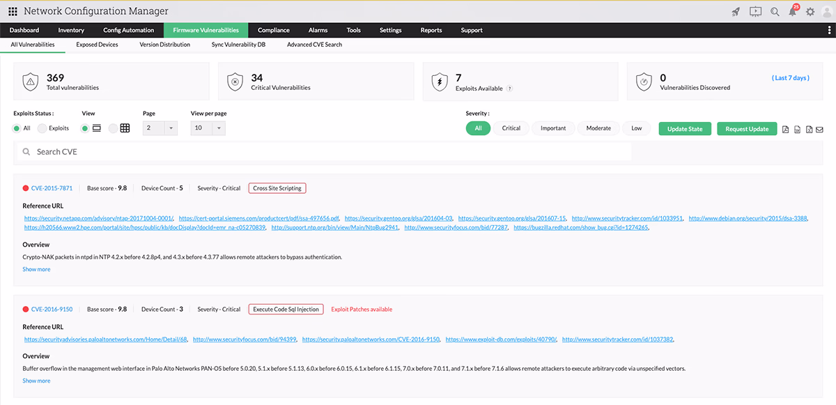 NCM Firmware Vulnerability Management