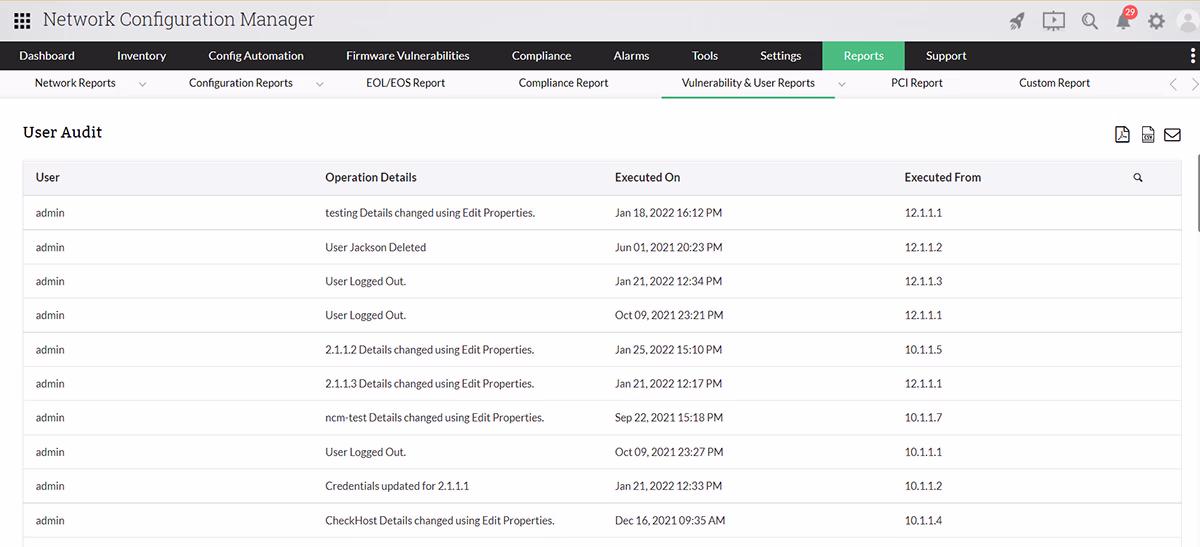 NCM User Audit