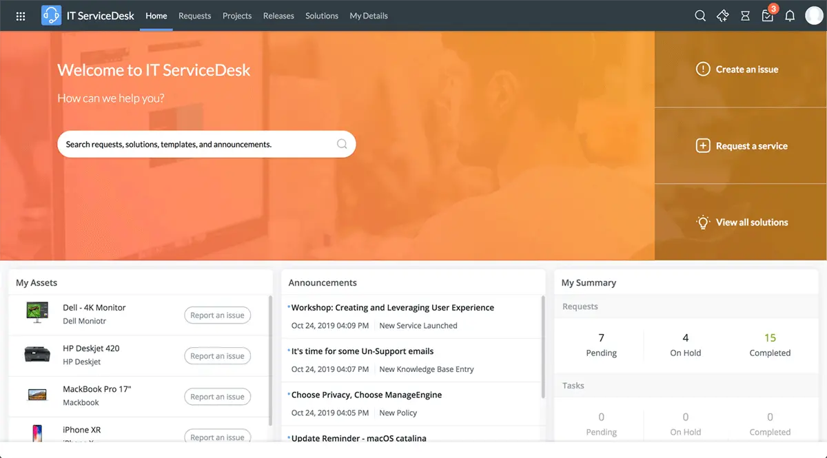 Enterprise self service portal