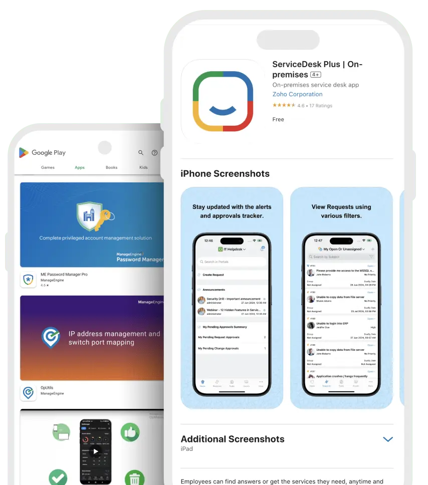 ManageEngine mobile applications for iOS and Android